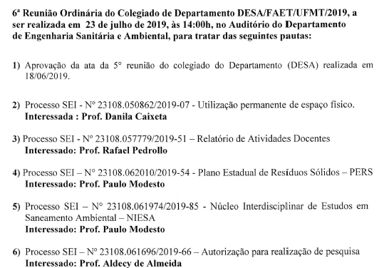 Ata de Reunião para Aprovação do NIESA