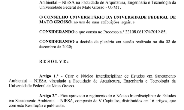 Resolução CONSUNI – UFMT nº 24 -2020